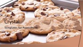  Presentation with chocolate chip cookie - Theme with finished cookies right background and a coral colored foreground