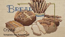  Presentation with stitch - PPT theme with finished cross stitch design background and a coral colored foreground