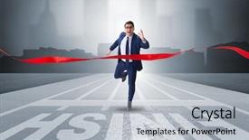  Presentation with competition - Slide deck enhanced with finishing line in competition background and a light gray colored foreground