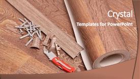  Presentation with new home - Slides with finishing material - roll of linoleum baseboards fasteners background and a  colored foreground