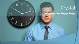  Presentation with task - Audience pleasing slide set consisting of finishing task - handsome manager near wall backdrop and a  colored foreground