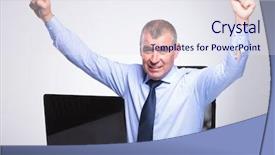  Presentation with bussines - Presentation enhanced with finishing task - senior bussines man sitting background and a sky blue colored foreground