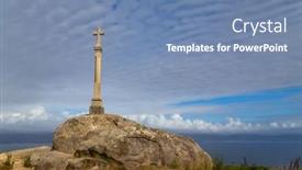  Presentation with end - Slides with finisterre-cross-the-end background and a seafoam green colored foreground