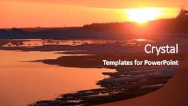  Presentation with sunset coast of the sea - PPT theme with finland lake - snow and ice on north background and a  colored foreground