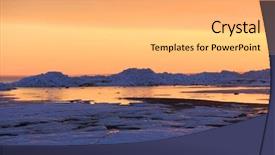  Presentation with sunset coast of the sea - Presentation theme consisting of finland lake - snow and ice on north background and a  colored foreground