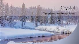  Presentation with river forest - Cool new slides with finland lake - winter evening landscape with forest backdrop and a  colored foreground