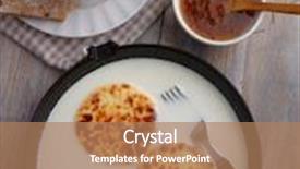  Presentation with cup coffee - Slide set enhanced with finnish-breakfast-with-mini-farmer background and a coral colored foreground