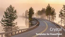  Presentation with autumn morning - Cool new slide set with finnish-landscape-with-narrow-car backdrop and a coral colored foreground