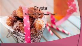  Presentation with donuts - Beautiful slides featuring finnish sugar donuts for vappu backdrop and a coral colored foreground