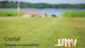  Presentation with game - PPT layouts enhanced with finland - finnish traditional game wooden pins background and a yellow colored foreground