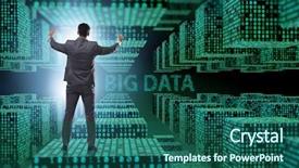  Presentation with data analyst - Slides with fintech financial big data concept background and a ocean colored foreground