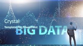  Presentation with data analyst - PPT theme enhanced with fintech financial big data concept background and a ocean colored foreground