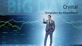  Presentation with data analyst - Slides with fintech financial big data concept background and a light blue colored foreground