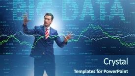  Presentation with data analyst - Colorful slide deck enhanced with fintech financial big data concept backdrop and a ocean colored foreground