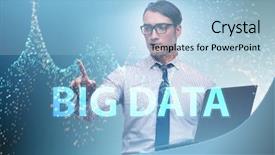  Presentation with data analyst - Slides featuring fintech financial big data concept background and a light blue colored foreground