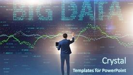  Presentation with data analyst - Beautiful presentation theme featuring fintech financial big data concept backdrop and a ocean colored foreground
