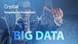  Presentation with data analyst - PPT theme having fintech financial big data concept background and a teal colored foreground