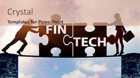  Presentation with fintech financial technology - PPT theme consisting of fintech-financial-technology-concept background and a coral colored foreground