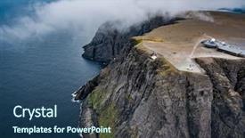  Presentation with sunset coast of the sea - Cool new slide deck with fiord - barents sea coast north cape backdrop and a ocean colored foreground