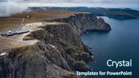  Presentation with sunset coast of the sea - Colorful theme enhanced with fiord - barents sea coast north cape backdrop and a ocean colored foreground