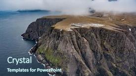  Presentation with fiord - Cool new slide set with fiord - barents sea coast north cape backdrop and a ocean colored foreground