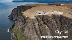  Presentation with fiord - Presentation design enhanced with fiord - barents sea coast north cape background and a dark gray colored foreground