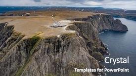  Presentation with coast - Colorful presentation design enhanced with fiord - barents sea coast north cape backdrop and a dark gray colored foreground
