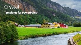  Presentation with fiord - Amazing presentation design having fiord - beautiful houses by the river backdrop and a dark gray colored foreground