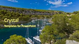  Presentation with doula port - Cool new PPT theme with fiord - calanque de port miou backdrop and a tawny brown colored foreground