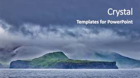  Presentation with fiord - Theme featuring fiord - coast of the okhotsk sea background and a ocean colored foreground