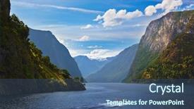  Presentation with unesco - PPT layouts with fiord - fjord naeroyfjord in norway background and a ocean colored foreground