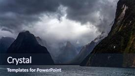  Presentation with fiord - Audience pleasing presentation theme consisting of fiord - most picturesque country on earth backdrop and a ocean colored foreground