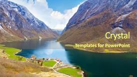  Presentation with fiord - Beautiful presentation theme featuring fiord - naeroyfjord - fjord landscape backdrop and a tawny brown colored foreground