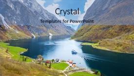 Presentation with fiord - Presentation design consisting of fiord - naeroyfjord - fjord landscape background and a light blue colored foreground