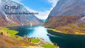  Presentation with fiord - Colorful slides enhanced with fiord - naeroyfjord - fjord landscape backdrop and a light blue colored foreground
