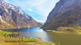  Presentation with fiord - Presentation design enhanced with fiord - naeroyfjord - fjord landscape background and a gold colored foreground