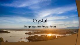  Presentation with cityscape - PPT layouts consisting of fiord - oslo cityscape as viewed background and a light blue colored foreground