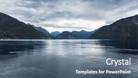  Presentation with annual day function - Presentation design consisting of fiord - view of the norwegian fjord background and a ocean colored foreground