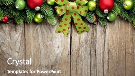  Presentation with christmas balls disco ball - Presentation having calculator money pen and magnifying glass on wooden office table home savings budget concept background and a gray colored foreground