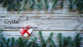  Presentation with christmas hamper gift traditional - Beautiful presentation featuring fir branch christmas and gift backdrop and a light gray colored foreground