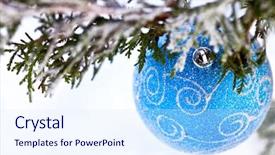  Presentation with white snow - Presentation design with fir branch on white snow background and a sky blue colored foreground