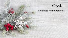  Presentation with white christmas - Colorful slide set enhanced with fir branch with christmas decorations backdrop and a light gray colored foreground
