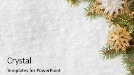  Presentation with branch - Presentation theme consisting of fir branch with christmas decorations background and a white colored foreground