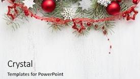  Presentation with branch - Presentation theme enhanced with fir branch with christmas decorations background and a white colored foreground