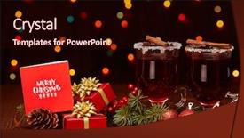  Presentation with mulled wine - PPT layouts consisting of fir branches spices and christmas background and a wine colored foreground