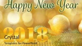  Presentation with happy new year - Beautiful PPT layouts featuring fir tree branch and christmas backdrop and a yellow colored foreground