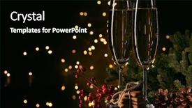  Presentation with led lights - PPT layouts with fir tree branch and gingerbread background and a black colored foreground