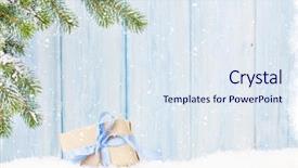  Presentation with christmas hamper gift traditional - Amazing presentation design having fir tree branch in snow backdrop and a sky blue colored foreground