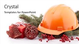  Presentation with christmas new year frame banner - Colorful slide deck enhanced with fir tree branches and christmas backdrop and a white colored foreground