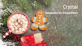  Presentation with gingerbread man - Audience pleasing PPT layouts consisting of fir tree coffee and gingerbread backdrop and a gray colored foreground